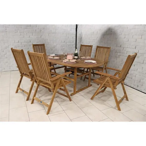 Image of Royalcraft Turnbury Table with 6 Manhattan Chairs Set - Neutral One Size