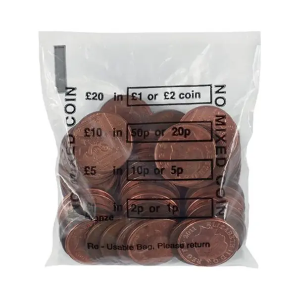 Image of Unbranded Cash Denominated Coin Bag (Pack of 5000) BEVORBS0001 BEVORBS0001