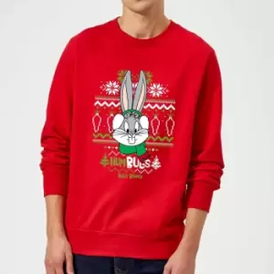 Image of Looney Tunes Bugs Bunny Knit Christmas Jumper - Red - S
