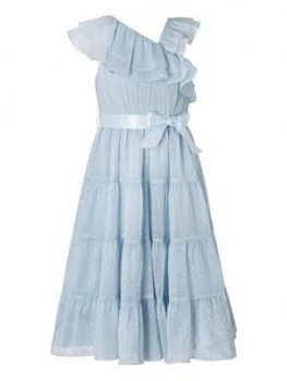 Image of Monsoon Girls Grace Asymmetric Tiered Maxi Dress - Blue