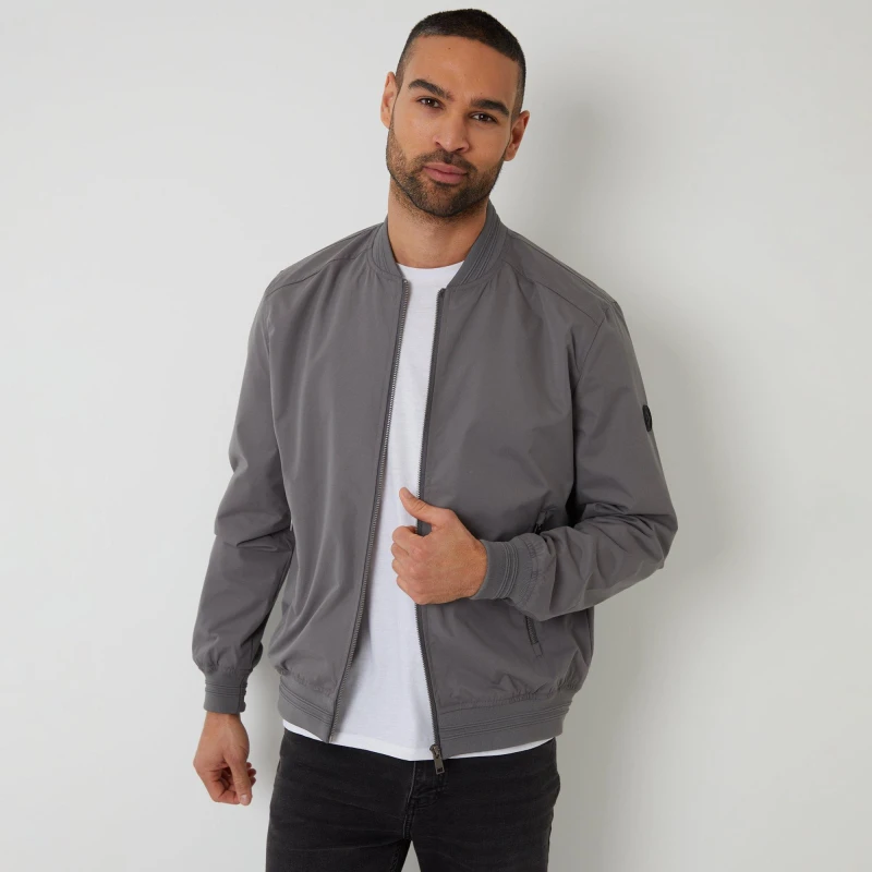 Image of Threadbare Showerproof Classic Bomber Jacket Dark Grey