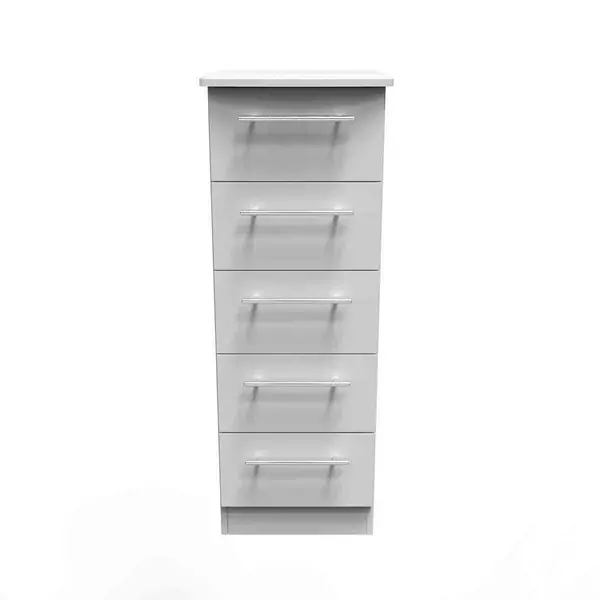 Image of Welcome Furniture Ready Assembled Sherwood 5 Drawer Tallboy In Grey Matt SHE003GM