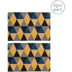 Image of Nicola Spring - Coir Door Mats - 60 x 40cm - Geometric - Pack of 2