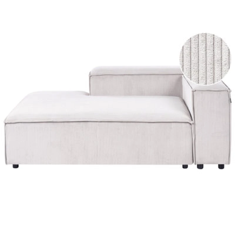 Image of Beliani Chaise Lounge Ardal Corduroy Off-White Right Hand