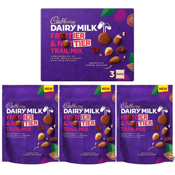 Image of Cadbury Gifts Direct Cadbury Fruitier & Nuttier Trail Mix Bags (Pack of 3) 4305470