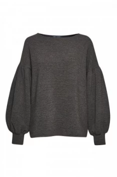 Image of French Connection Ellen Textured Balloon Sleeve Sweater Grey