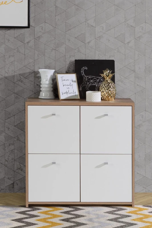 Image of FWStyle FWStyle 4 Door Storage Cabinet Sonoma Oak & Matt White in Brown Brown One Size Unisex 5056413110220