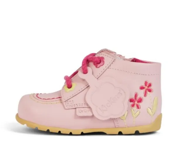 Image of Kickers pink kick hi flower Girls Baby boots Pink UK 1 (EU 17)