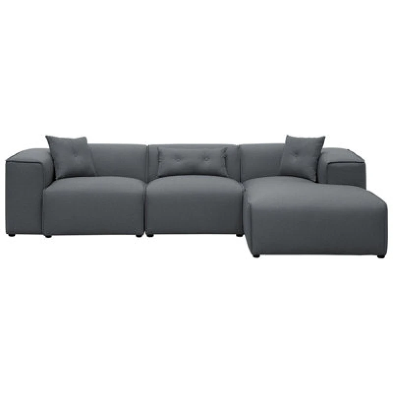 Image of Beliani Corner Sofa 3 Seater Dolva Fabric Dark Grey Left Hand