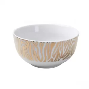 Image of Animal Luxe Rice Bowl Zebra Print Gold 7.9cm