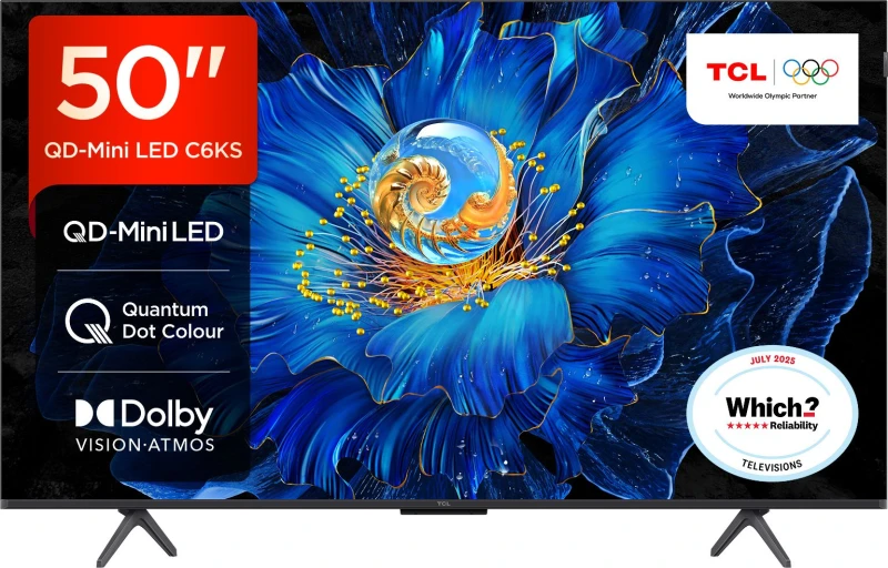 Image of TCL C6KS 50" Smart 4K Ultra HD QLED Google TV 50C6KS-UK Metallic