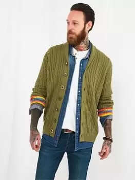 Image of Joe Browns Cut Above Cardigan - Khaki, Green, Size L, Men