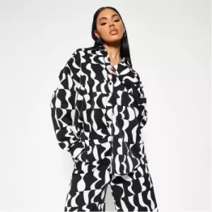 Image of I Saw It First Co Ord Abstract Print Button Front Shirt - Black