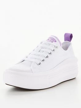 Image of Converse Chuck Taylor All Star Move Ox Junior Trainer - White , White/Purple, Size 4