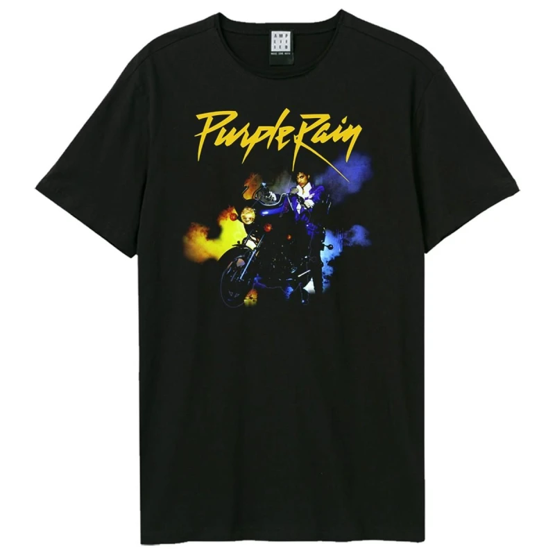 Image of Amplified Amplified Men Purple Rain Motorcycle Prince T-Shirt in Black Size: X-Small Black XS Male 5063852069606