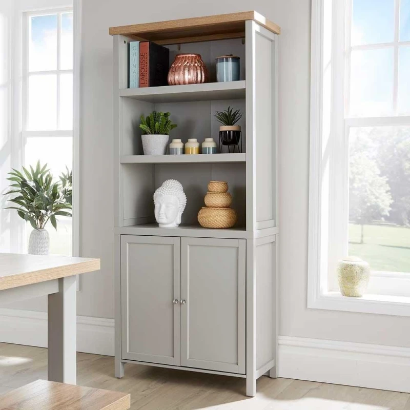 Image of Home Source Avon Display Bookcase Storage Unit Grey