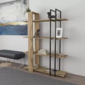 Image of Onno Unique Design 4-tier Bookcase Bookshelf Display Unit - Oud Pattern and Black - Oud Pattern - Decorotika