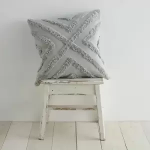 Image of Pineapple Elephant Tufted Diamond 100% Cotton Filled Cushion, Silver, 43 x 43 Cm