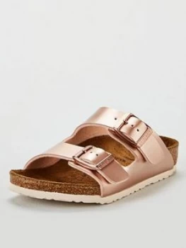Image of Birkenstock Kids Arizona Metallic Sandals - Rose Gold, Size 10 Younger