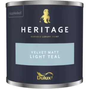Image of Dulux Heritage Velvet Matt Light Teal Matt Emulsion Paint 125ml