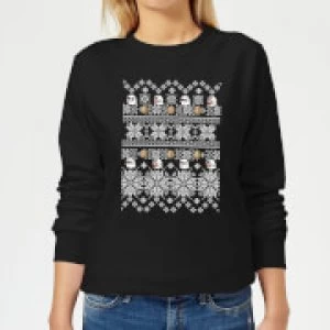 Image of Nintendo Super Mario Retro Boo Womens Christmas Sweatshirt - Black - M