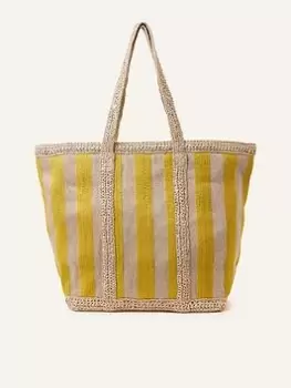 Image of Accessorize Large Stripe Beach Tote, Yellow, Women