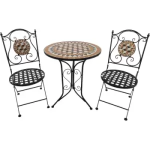 Image of 3 Pcs Mosaic Bistro Table Chair Set Patio Garden Dining Furniture - Outsunny