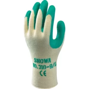 Image of Latex Coated Grip Gloves, Green/Natural, Size 9