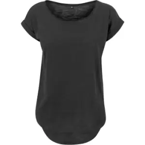 Image of Build Your Brand Womens/Ladies Long Slub T-Shirt (5XL) (Black)