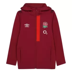 Image of Umbro England Rugby Hooded Jacket 2023 2024 Juniors - Red