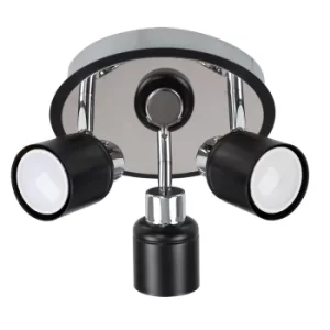 Image of Benton 3-Way Ceiling Spotlight in Black
