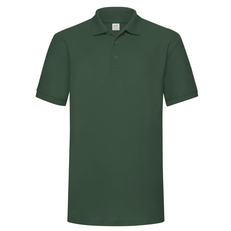 Image of Fruit Of The Loom Fruit of the Loom Men Polycotton Pique Heavy Polo Shirt in Bottle Green Size: Small Bottle Green S Male 5063470306138