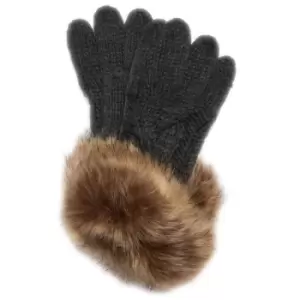 Image of Barbour Womens Penshaw Knitted Gloves Charcoal Grey L-XL