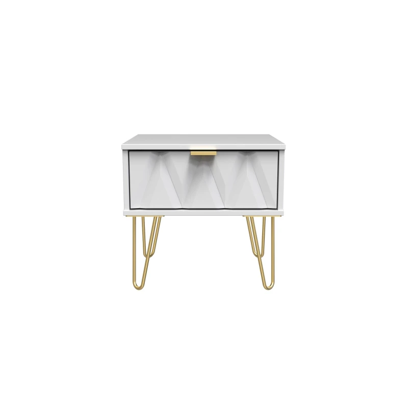 Image of Welcome Furniture Diamond 1 Drawer Side Table - Ready Assembled White Matt unisex Small