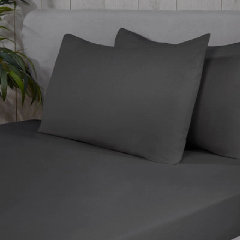 Image of Smart Living Smart Living Brushed Cotton Bed Linen Luxury Fitted Bedsheet or Pillowcase Non Iron in Charcoal Size: Super King Charcoal Super King Un