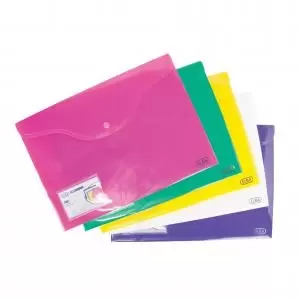 Image of Elba Opaque Wallets Press Stud A4 Assorted Colours Ref 400102026 Pack