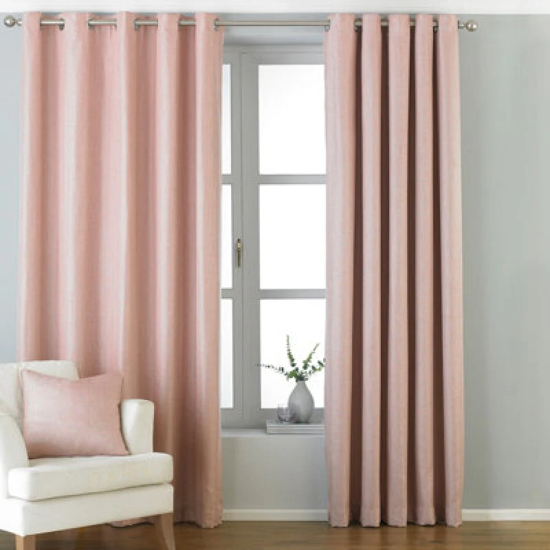 Image of Paoletti Paoletti Atlantic Twill Woven Eyelet Curtains in Baby Pink Size: 168cm width x 137cm drop Baby Pink 168cm width x 137cm drop Unisex 5025532