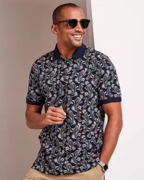 Image of Cotton Traders Mens Guinness Short Sleeve Printed Polo Shirt in Blue