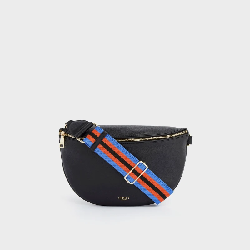 Image of OSPREY LONDON Womens The Hendrix Leather Sling Bag in Black Female One Size