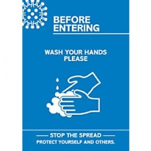 Image of Seco Health & Safety Poster Before entering, wash your hands Semi-Rigid Plastic 29.7 x 42 cm