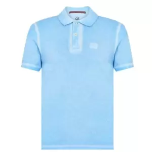 Image of CP COMPANY Garment Dyed Piquet 24/1 Short Sleeve Polo Shirt - Blue