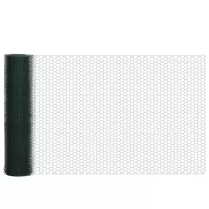 Image of PawHut 1m x 25m Chicken Wire Mesh, Foldable PVC Coated Welded Garden Fence, Roll Poultry Netting, for Rabbits, Ducks, Gooses, Dark Green