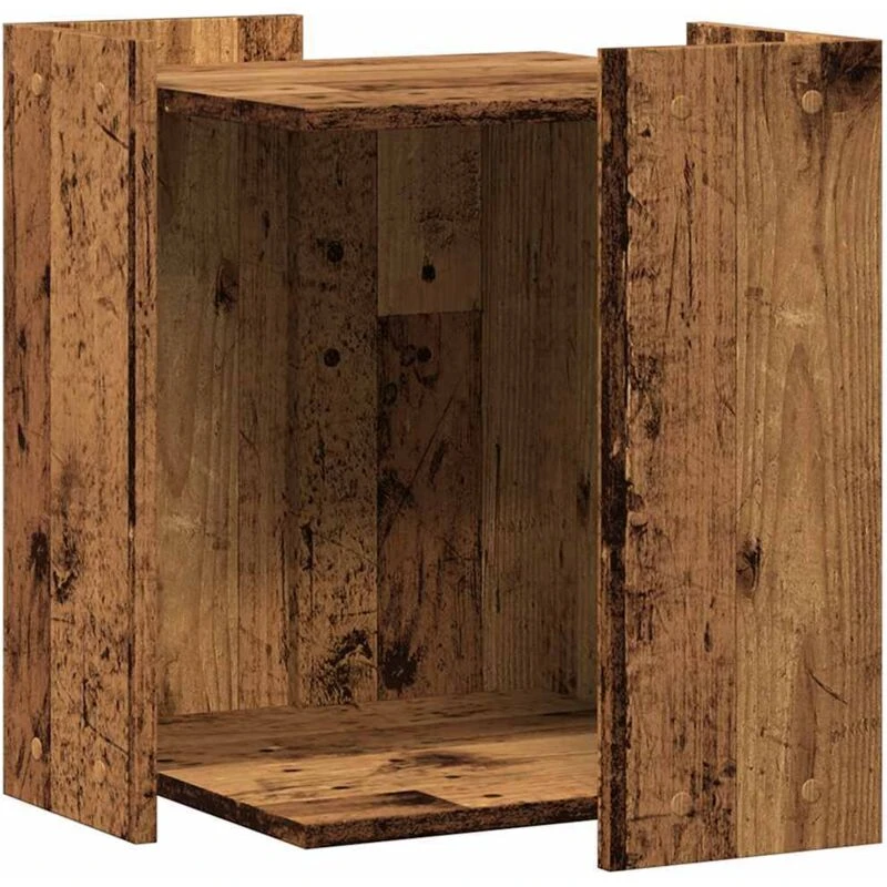 Image of vidaXL Cat Litter Box Enclosure Old Wood 42x42x51cm Engineered Wood, Brown 857749