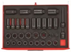 Image of Teng Tools TTEISK33 33pc EVA 3/4" Dr Impact Socket Set (Regular + Deep + Acc's)