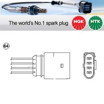 Image of 1x NGK NTK Oxygen O2 Lambda Sensor OZA510-V6 OZA510V6 (1885)