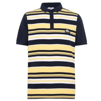 Image of Lonsdale Yarn Dye Stripe Polo Shirt Mens - Navy/Yellow/Wht