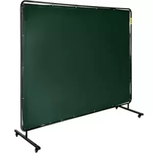 Image of VEVOR 8' x 6' Welding Screen with Frame Green Vinyl Portable Welding Curtain with Wheels Welding Protection Screen