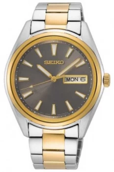 Image of Seiko Mens Two-Tone Steel Bracelet Black Dial SUR348P1 Watch