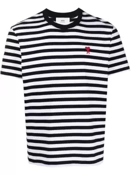 Image of AMI PARIS Ami De Coeur Logo Striped T-Shirt Black/White