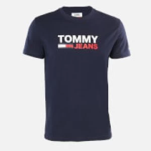 Image of Tommy Jeans Mens Corporate Logo T-Shirt - Twilight Navy - L